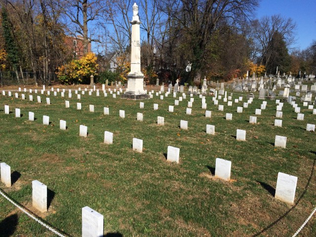 About 70 graves in the front section of Edge Hill Cemetery - Confederate Soldiers died from wounds suffered at nearby Sharpsburg, MD on September 17, 1862 at Battle of Antietam
