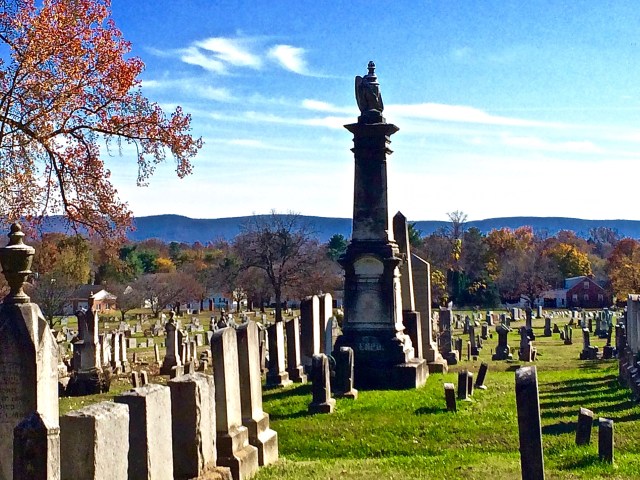 Wandering through the Edge Hill Cemetery in the late fall with the Blue Ridge Mountains off to the East.